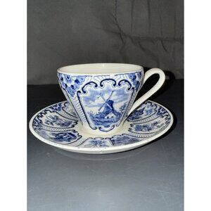 Vintage Royal Sphinx Maastricht Holland Cup & Saucer Windmill Tulips Sailboat